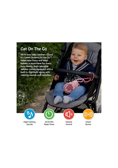 Cloud-b Sweet Dreamz Cat, 8 Sesli Bebek Ses Makinesi, Gece Lambası Ve Akıllı Sensörlü Uyku Arkadaşı Çok Renkli