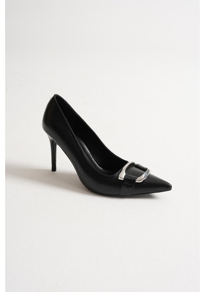 Corine Kadın Siyah Metal Aksesuarlı Sivri Burun Yüksek İnce Topuklu Ayakkabı Stiletto 9 Cm Siyah Corine Kadın Siyah Metal Aksesuarlı Sivri Burun Yüksek İnce Topuklu Ayakkabı Stiletto 9 Cm Siyah