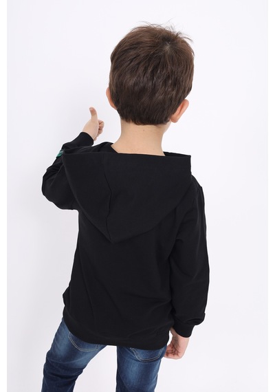 Toontoy Kids Toontoy Erkek Çocuk Nakışlı Sweatshirt Siyah