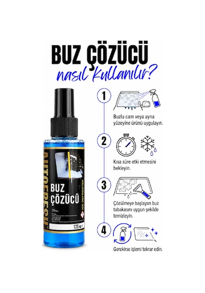 Oto Buz Çözücü Araç Araba Ayna Cam Buzlanma Önleyici Hızlı Ve Pratik Kullanım Sprey 125 Ml