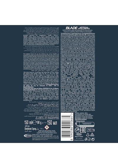 Blade Artificial Intelligence Erkek Sprey Deodorant 6 x 150 ML