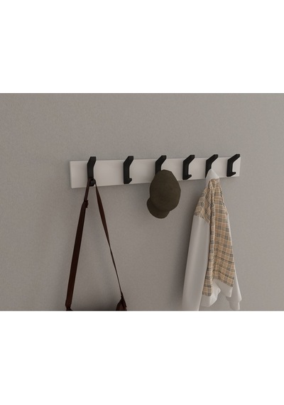 Hepsi3boyutlu Modern Duvar & Kapı Kanca Askılık - 6 Adet Siyah Kanca Askılık - Model No : 2 Siyah