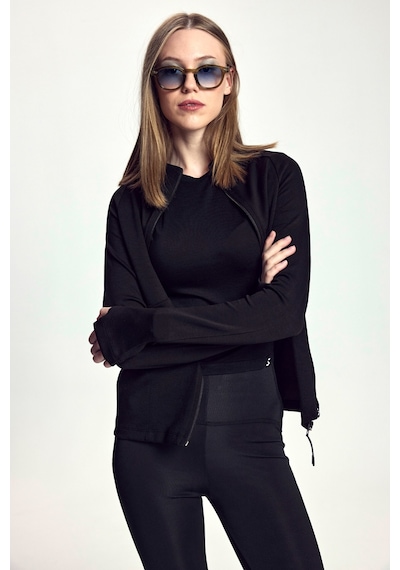 Scorp Athena Kadın Fermuarlı Koşu Sweatshirt Siyah Standart