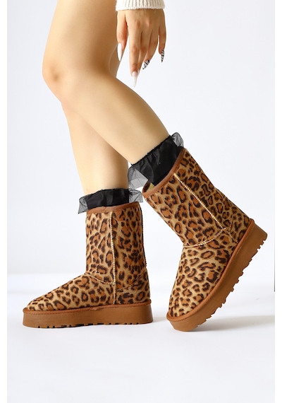 Lena-birgitta Leopar Desenli Süet İçi Kürklü Çekme Bot 001 Lena-birgitta Leopar Desenli Süet İçi Kürklü Çekme Bot 001