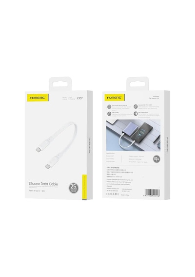 Foneng X107 60w Type-c To Type-c 25cm Kısa Hızlı Data Ve Şarj Kablosu