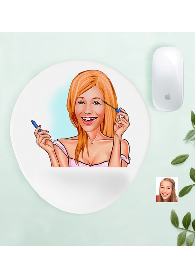 Kişiye Özel Bayan Karikatürlü Bilek Destekli Mouse Pad-21