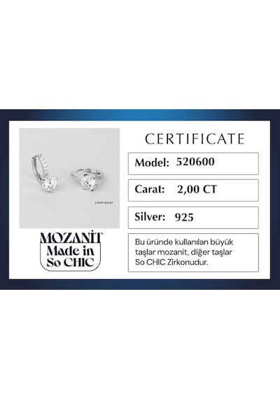 Mozanit Aurası 18 Ayar Beyaz Altın Kaplama Gümüş Küpe Beyaz