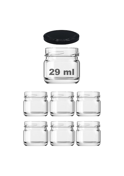 29 Ml Metal Siyah Kapaklı 29 Cc Küçük Numune Cam Kavanoz 6 Adet Diğer
