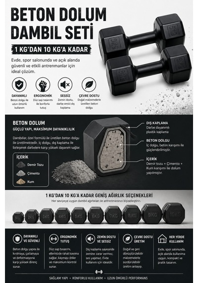 1kg Dambıl Seti X 2 Adet