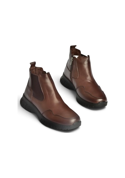 Fox Shoes Z555560803 Kahverengi Hakiki Deri Lastik Detaylı Kadın Bot