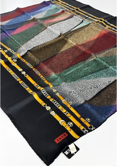 Aker Saf Twill İpek Eşarp -6592 Çok Renkli
