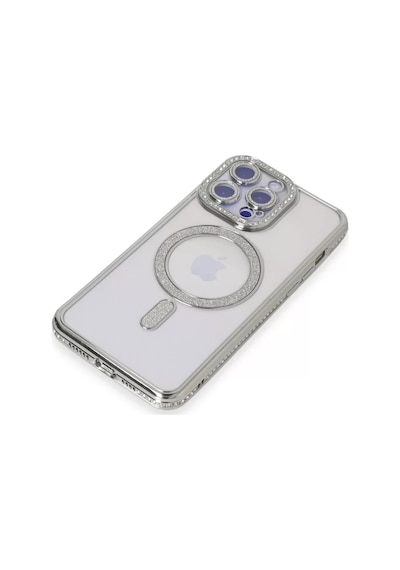 Newface Apple İphone 15 Pro Kılıf Joke Simli Magneticsafe Kılıf - Gümüş