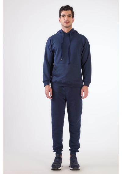 Dufy Lacivert Kapüşonlu Kanguru Cepli Regular Fit Erkek Sweatshirt Lacivert
