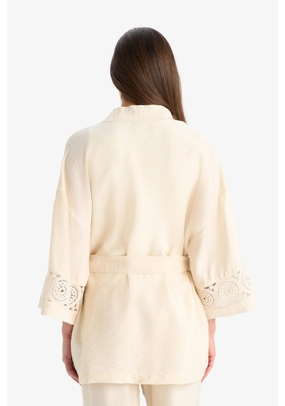 DeFacto Regular Fit Uzun Kollu Kuşaklı Kimono F0986AX25SMBG677