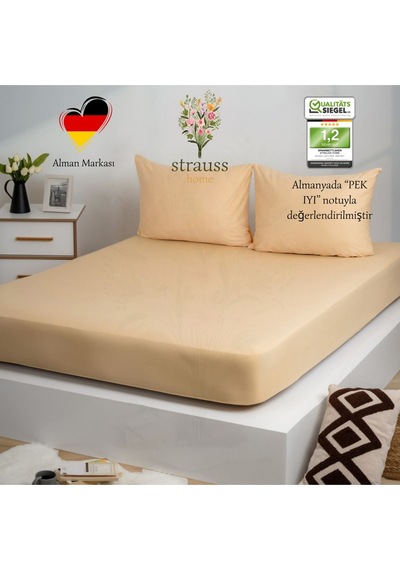 Premium Lastikli Çarşaf %100 Pamuk Tek Kişilik / Çift Kişilik Özel Penye Oeko-tex Bej / Kum / Naturell Bej - Kum - Naturell