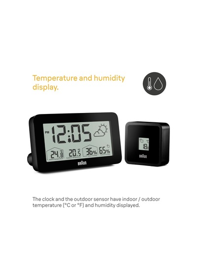 Braun Dijital Hava İstasyonu Saat İç Ve Dış Mekan Sıcaklık Ve Nem, Tahmin, Lcd Ekran, Hızlı Ayarlı, Crescendo