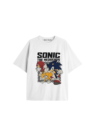 Kalic Studio Unisex Bay Sonic Desenli Beyaz Yazlık T-shirt Beyaz-206