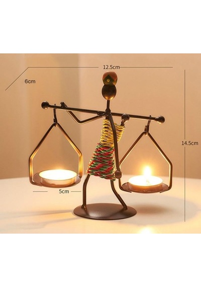 Sume Kadın Figürlü Metal Ferforje Tealight Mumluk Ev Dekoru Süs Altın