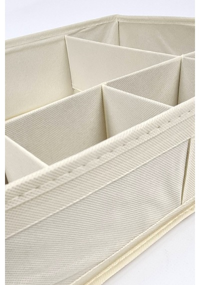 7 Gözlü Çekmece Dolap Düzenleyici Katlanabilir 44x35x11cm Bej Dd028 Kumaş Ekru Diğer