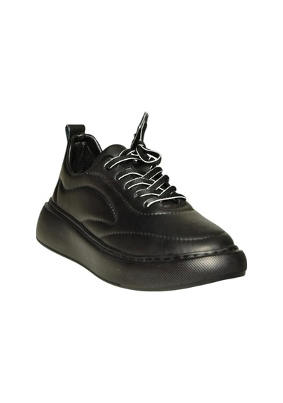 Fox Shoes U555250603 Siyah Hakiki Deri Spor Ayakkabı Sneakers Siyah-hakiki Deri