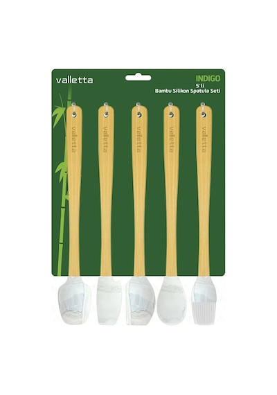 Valletta Indigo 5'li Gri Mermer Bambu Silikon Spatula Seti