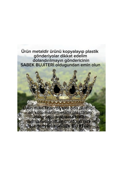 Pasta Taçı 12 Cm Metal Doğum Günü Taçı Kral Tacı Pasta Süsü Brithday Taçı Sarı Kaplı Siyah Taş - 689142162 Sarı Kaplı Siyah Taş