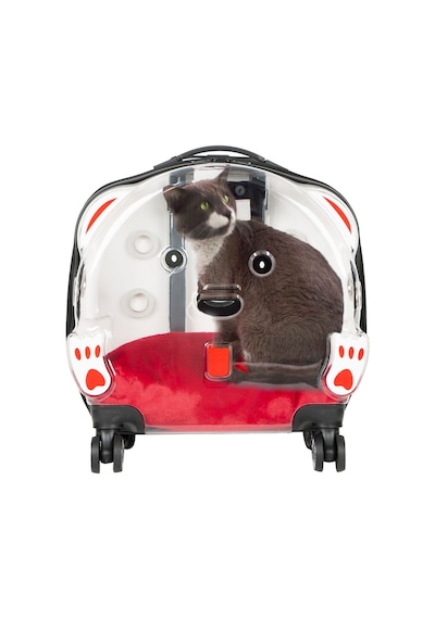 Ice Pet Tekerlekli Çekçekli Kedi Köpek Taşıma Valizi, 42x44 X23 Cm, Şeffaf