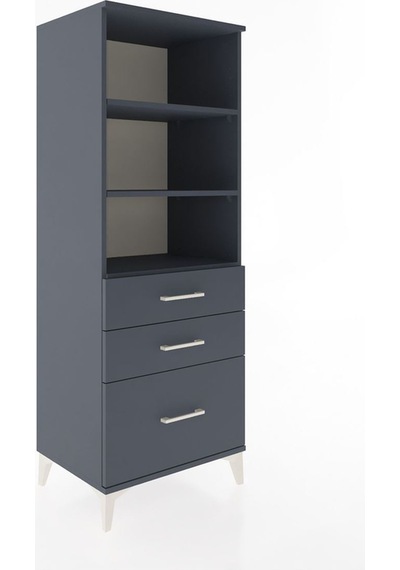 Hyperion Dolap 3 Raflı 3 Çekmeceli 60x44x163 Antrasit-antrasit Antrasit