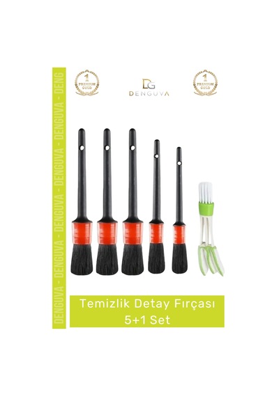 Temizlikfırçası Araba Otomobil Araç Jant Motor Klima İç Dış Bakım Temizlik Detay Fırçası 5+1 Set