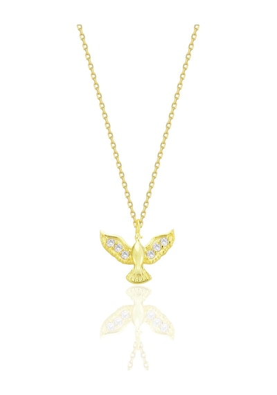 Gümüş Altın Yaldızlı Zirkon Taşlı Anka Kuşu Kolye Barcode Gümüş - Rose Gold