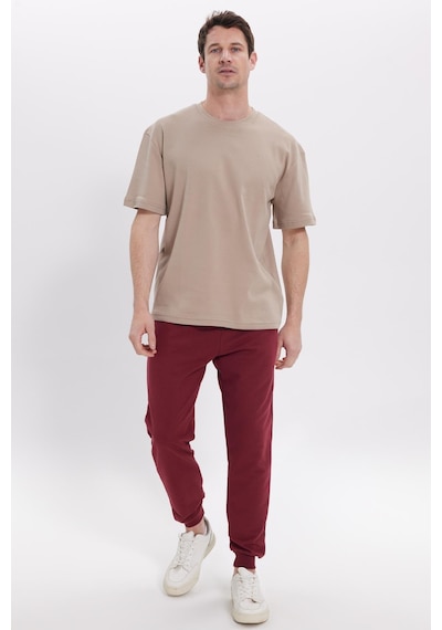 Tudors Erkek Regular Fit Klasik Kesim Beli Bağcıklı Jogger Cepli Lastikli Paça Bordo Eşofman Altı-41766 Bordo