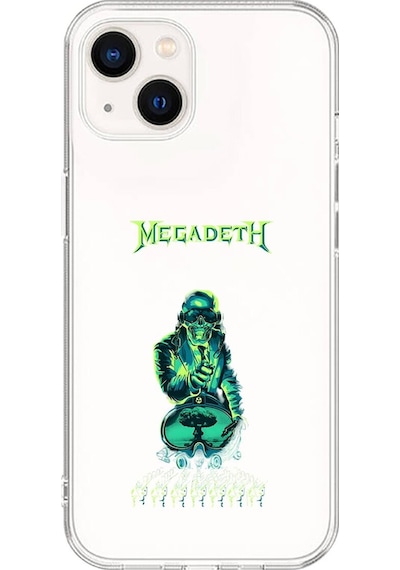 Apple Uyumlu iPhone 13 Mini Şeffaf Kılıf Mega Death Tasarımlı
