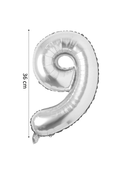 Folyo Balon 9 Rakamı Helyum Balon 36 Cm Gümüş Renk -silver Ballons - 9 Number Ballon Çok Renkli