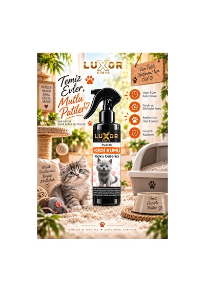Luxor Kimya Pudralı Kedi Kumu Koku Giderici 200 ML