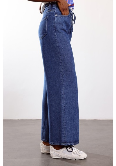 5in1Canpolat Mavi Lyocell Bağcıklı Denim Pantolon Mavi