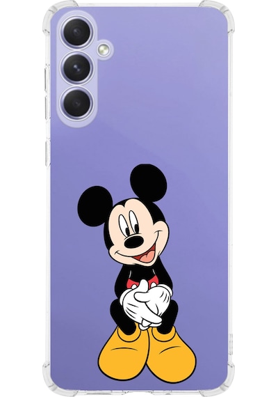 Samsung Galaxy M15 İle Uyumlu Mickey Mouse 1 Baskılı Şeffaf Köşe Korumalı Antişok Kılıf