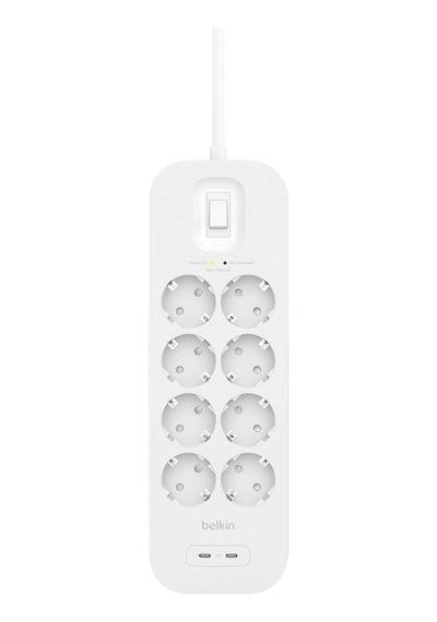 Belkin 8'li Çoklu Priz, Yüksek Gerilim Korumalı, Duvara Montaj, 8