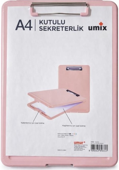 Umix A4 Pp Kutulu Sekreterlik Pembe 51013839 Kapaklı Evrak Taşıma Dosyası Kalem Bölmeli Pembe