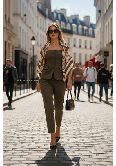 Lela Regular Fit Yüksel Bel Düz Paça Havuç Bayan Pantolon 68350109 Haki