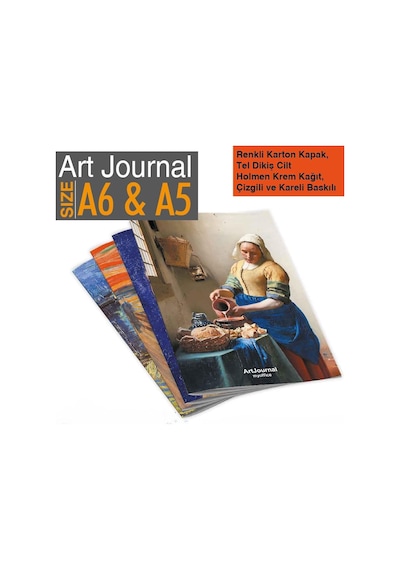 Art Journal 4'lü Kareli Tel Dikişli Defter Seti Renkli Karton Kapak, Hafif Kağıt, A6 Toplam 288 Sayfa
