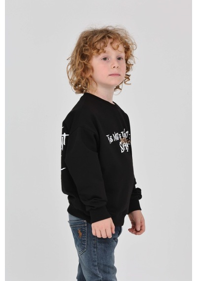 Toontoy Kids Toontoy Erkek Çocuk Tnty Design Baskılı Sweatshirt Siyah
