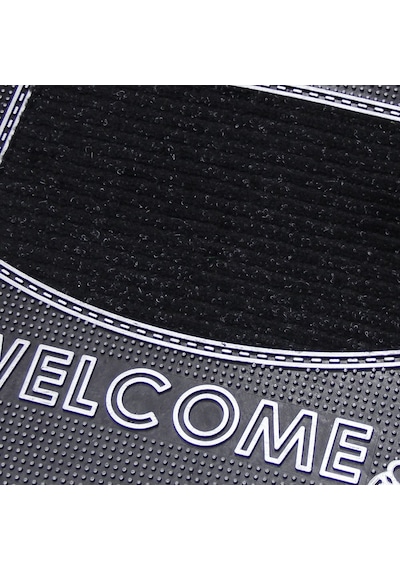 Welcome Yazılı Kauçuk Toz Tutucu Kapı Önü Paspası Gri