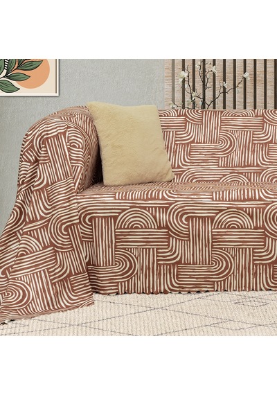 Latuda Concept Softmicro Gökkuşağı Desenli Boho Koltuk Örtüsü Şalı 180 x 220 CM