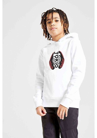 Tshirthane La Case De Papel Tokyo Tokio Baskılı Unisex Çocuk Kapüşonlu Sweat (528961619) Beyaz