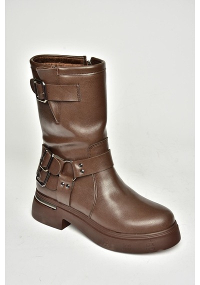 Fox Shoes T996333009 Kahverengi Kalın Tabanlı Kadın Bot Kahverengi