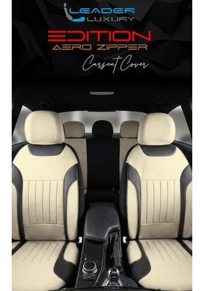 Renault 11 Flash Uyumlu Lüx Deri Detaylı Tay Tüyü Oto Koltuk Kılıfı Ön Arka Takım Edition Serisi Bej 15227066