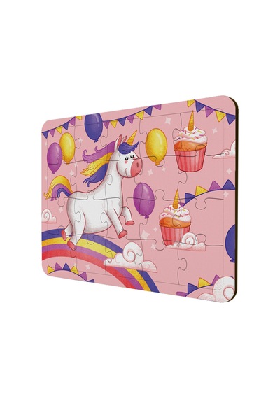 Çocuklar Için Ahşap Puzzle 3'Lü Set Unicorn Temalı