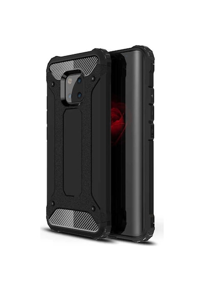 Noktaks - Huawei Uyumlu Huawei Mate 20 Pro - Kılıf Çift Katman Zırh Tank Crash Military Kapak - Mavi T6265 Mavi