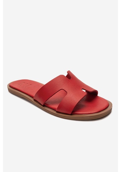 Luvishoes Bıora Kırmızı Hakiki Deri Kadın Terlik