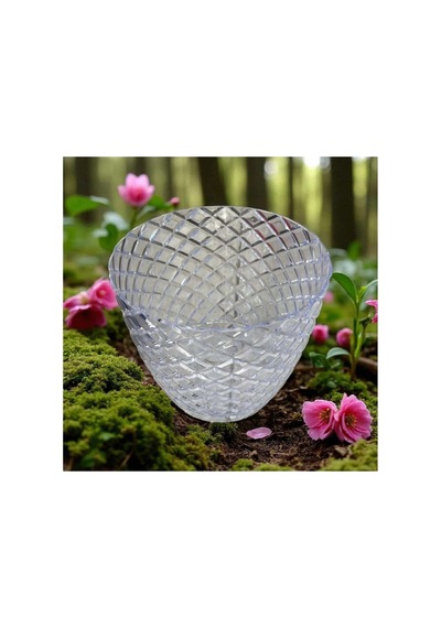 3 No Şeffaf Orkide Saksı,ev-ofis Dekorasyonu İçin Dekoratif Desenli Şeffaf Saksı 3l 18x16cm Beyaz